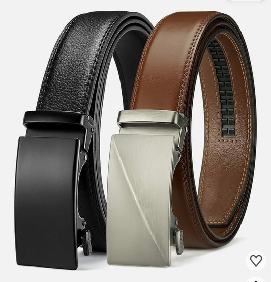 Ratchet Belt for Men - 2 Pack Leather Men's Belt