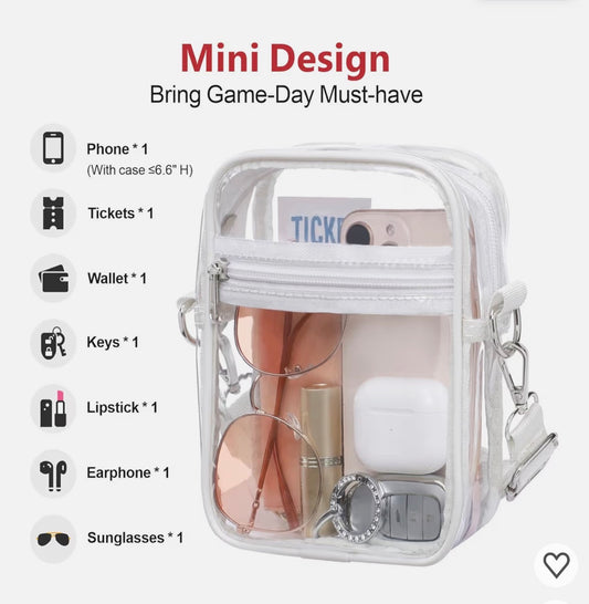 Packism Clear Bag for Stadium Events - Clear Purse for Women Mini Ardent White